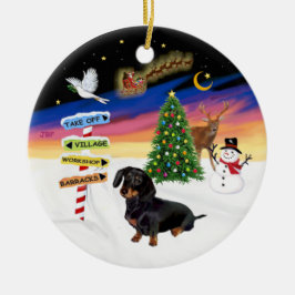 Xmas Signs - Black-Tan Dackel #14 Keramikornament