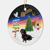 Xmas Signs - Black-Tan Dackel #14 Keramikornament (Links)