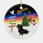 Xmas Signs - Black-Tan Dackel #14 Keramikornament (Hinten)