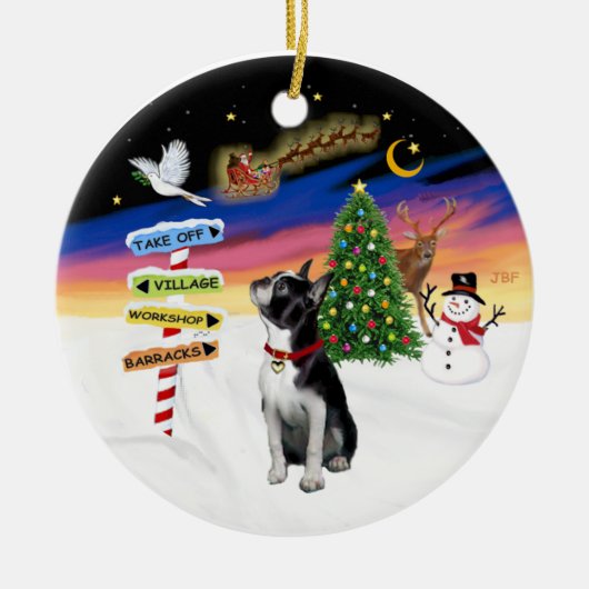 Xmas Signs - Boston Terrier #3 Keramikornament (Vorne)