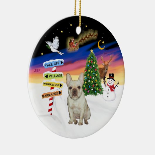 Xmas Signs - Fawn French Bulldog #1 Keramik Ornament (Rechts)