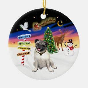 Xmas Signs - Fawn Mops #18 Keramikornament