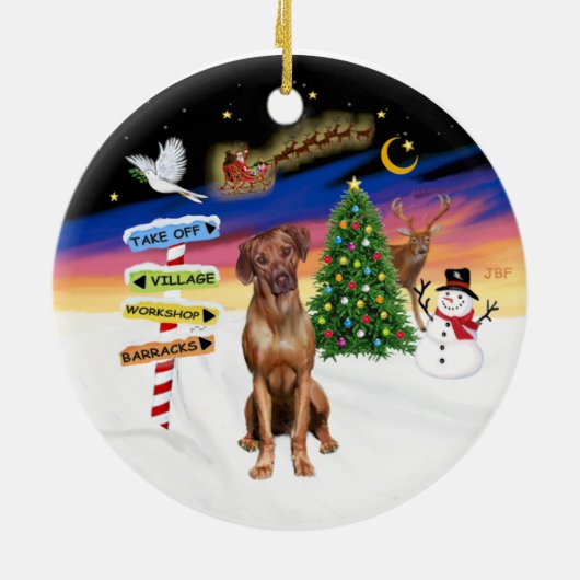 Xmas Signs - Rhodesian Ridgeback Keramik Ornament (Hinten)