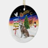 Xmas Signs - Roter sibirischer Husky Keramikornament (Rechts)