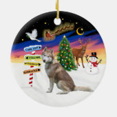 Xmas Signs - Roter sibirischer Husky Keramikornament (Hinten)