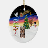 Xmas Signs - Yorkshire Terrier Welpe Keramikornament (Rechts)