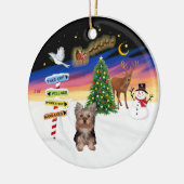 Xmas Signs - Yorkshire Terrier Welpe Keramikornament (Links)