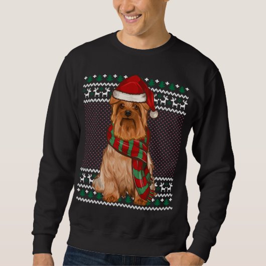Xmas Silky Terrier Dog Weihnachtsmannmütze Ugy Wei Sweatshirt (Vorderseite)