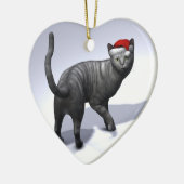 Xmas Silver Tabby Keramik Ornament (Links)
