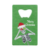 XMas Skelett Weihnachtsmannmütze Ornamente Grün Geldbeutel Flaschenöffner (Rückseite)
