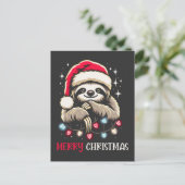 Xmas Sloth Festive Feiertagspostkarte (Stehend Vorderseite)