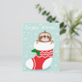 Xmas Sloth Postkarte (Stehend Vorderseite)