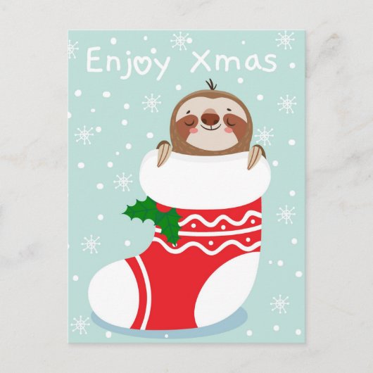 Xmas Sloth Postkarte (Vorderseite)