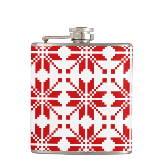 Xmas Snowflake Weihnachtsmuster Flachmann (Vorderseite)