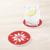 Xmas Snowflake Weihnachtsmuster Sandstein Untersetzer (Seite)