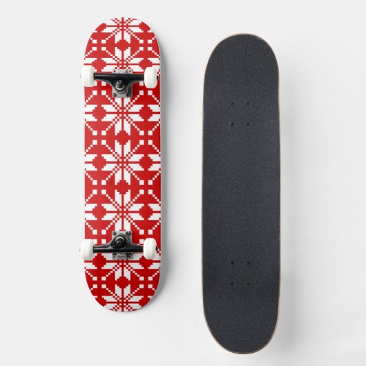 Xmas Snowflake Weihnachtsmuster Skateboard (Vorderseite)