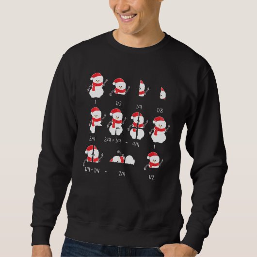 Xmas Snowman Weihnachtsmannmütze Fractions Math Te Sweatshirt (Vorderseite)