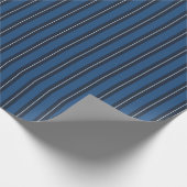 Xmas Snowy Triple Blue Vertical Stripes Geschenkpapier (Ecke)
