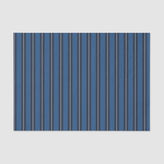 Xmas Snowy Triple Blue Vertical Stripes Seidenpapier (Vorderseite)