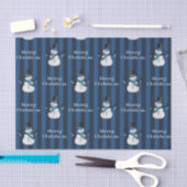 Xmas Snowy Vertical Strip Snowman Seidenpapier (Handwerk)