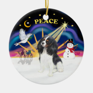 Xmas Sonnenaufgang - Dreifarbiger Cavalier Keramik Ornament
