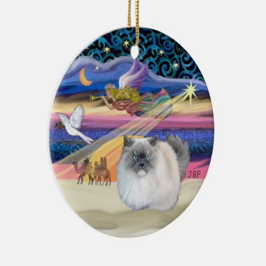 Xmas Star - Blaurauche Himalaya-Katze Keramik Ornament (Rechts)
