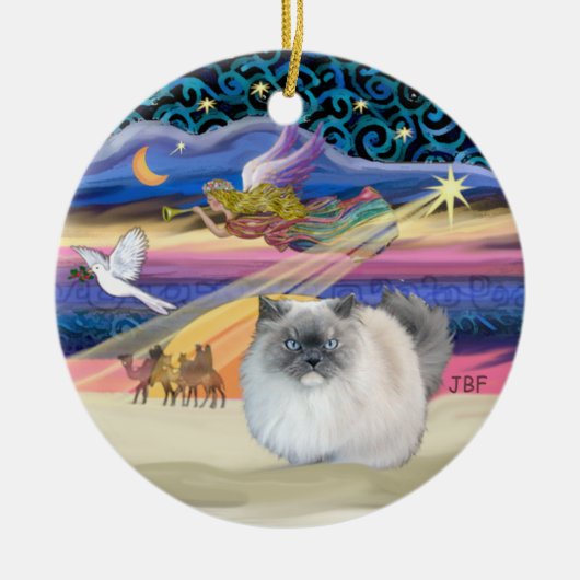 Xmas Star - Blaurauche Himalaya-Katze Keramik Ornament (Vorne)