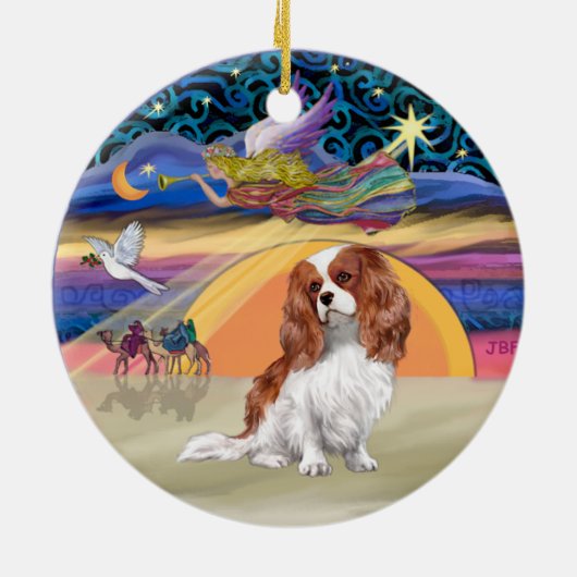 Xmas Star - Blenheim Cavalier King Charles Keramik Ornament (Hinten)