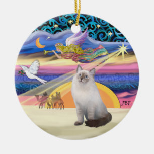 Xmas Star - Blue Cream Ragdoll Cat Keramikornament