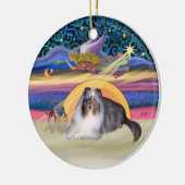 Xmas Star - Blue Merle Sheltie Keramikornament (Links)