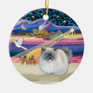 Xmas Star - Blue Smoke Himalayan Katze Keramik Ornament