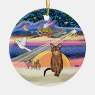 Xmas Star - Ruddy Abyssinian cat Keramik Ornament