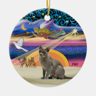 Xmas Star - Russische Blaue Katze Keramikornament