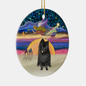 Xmas Star - Schwarzer Spitz Keramik Ornament (Rechts)