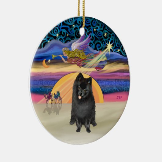 Xmas Star - Schwarzer Spitz Keramik Ornament (Rechts)