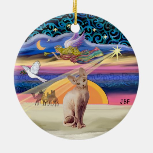 Xmas Star - Sphynx Katze (fawn) Keramikornament (Hinten)