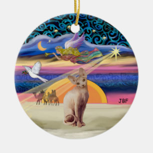 Xmas Star - Sphynx-Katze (Rehfarben) Keramikornament