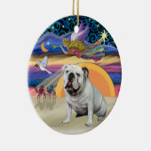 Xmas Star - White English Bulldog Keramikornament (Rechts)
