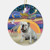 Xmas Star - White English Bulldog Keramikornament (Links)