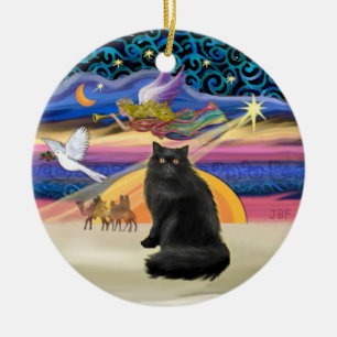 Xmas-Stern - schwarze Perserkatze Keramikornament