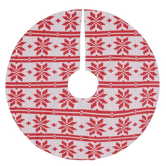 Xmas Stricken nahtloses Muster 1 + Ihre Ideen Polyester Weihnachtsbaumdecke (Vorderseite)
