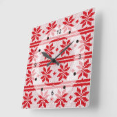 Xmas Stricken nahtloses Muster 1 + Ihre Ideen Quadratische Wanduhr (Winkel)