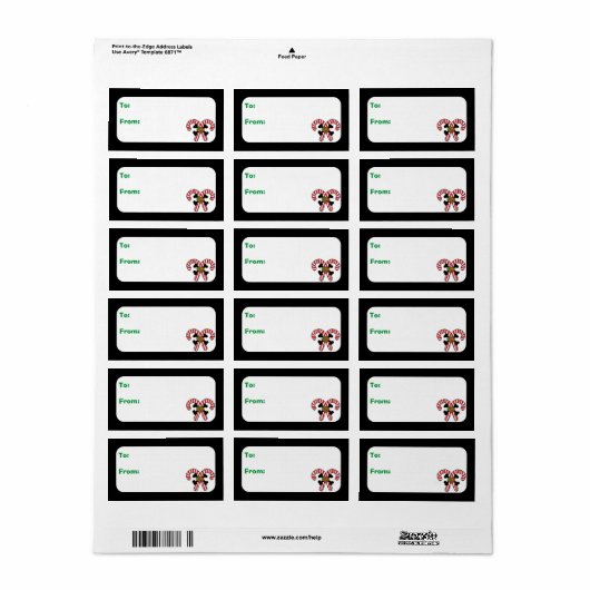 Xmas Sugar Skull Candy Canes Adressaufkleber (Vorne)