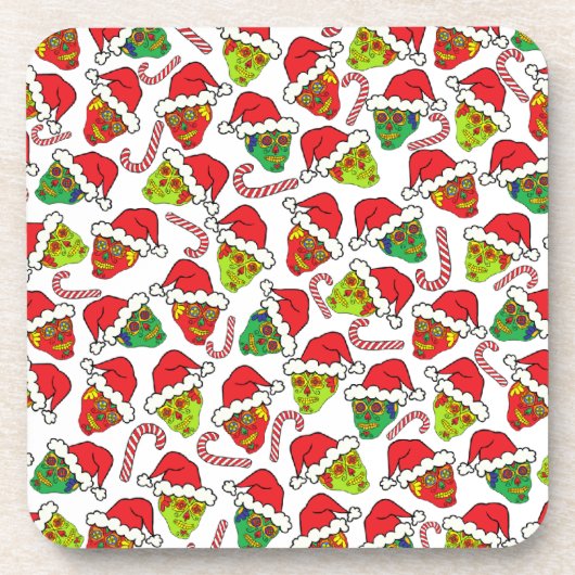 Xmas Sugar Skulls Getränkeuntersetzer (Vorderseite)