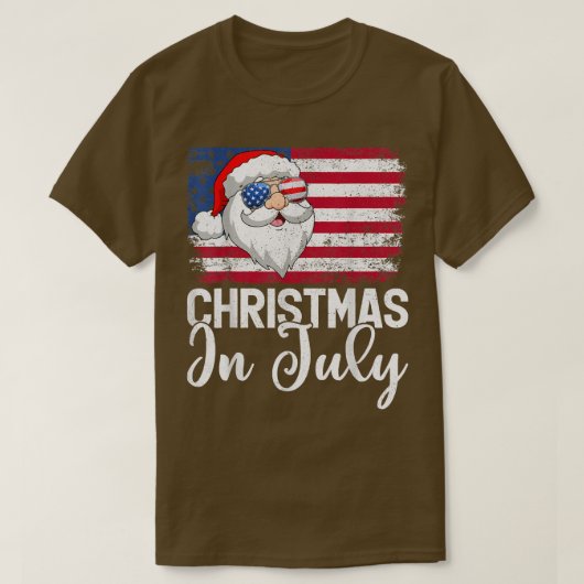 Xmas Summer Vintag American Flag Weihnachten T-Shirt (Design vorne)