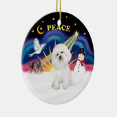 Xmas Sunrise - Bichon Frise 4 Keramik Ornament (Rechts)