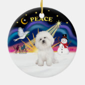 Xmas Sunrise - Bichon Frise 4 Keramik Ornament (Hinten)