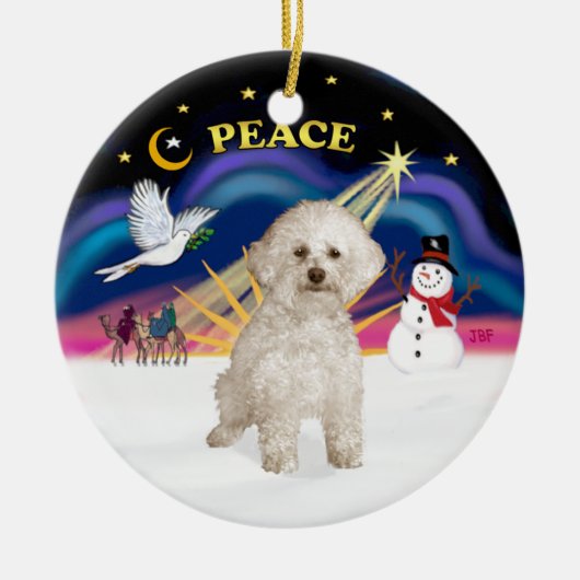 Xmas Sunrise - Bichon Frise 9 Keramik Ornament (Vorne)
