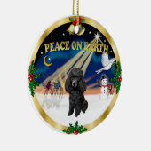 Xmas Sunrise - Black Toy Poodle Keramikornament (Rechts)