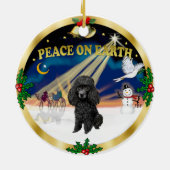 Xmas Sunrise - Black Toy Poodle Keramikornament (Hinten)